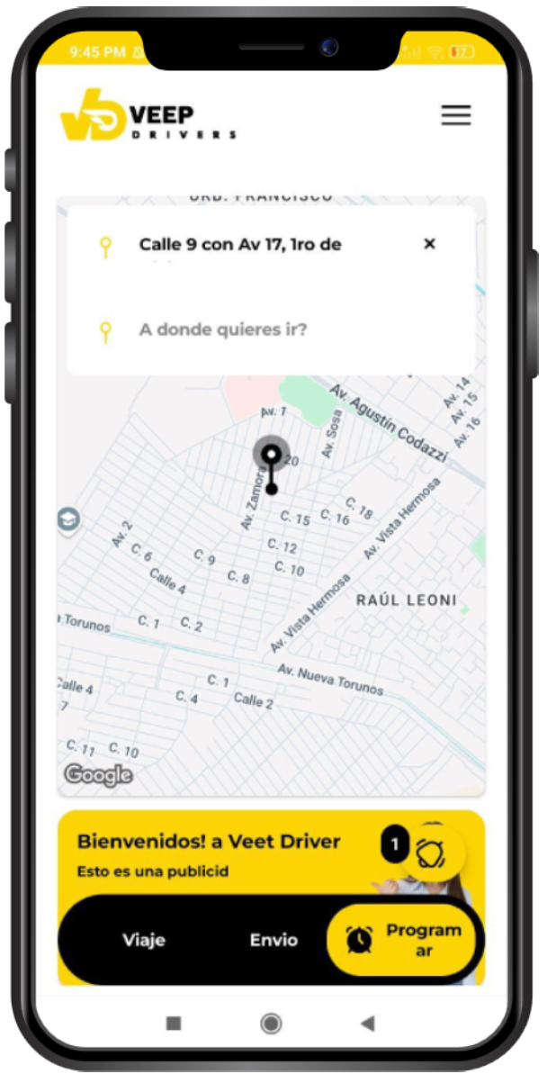 Pantalla principal del cliente